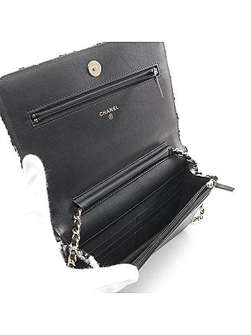 Chanel Black White Fabric Shoulder Bag (view 2)