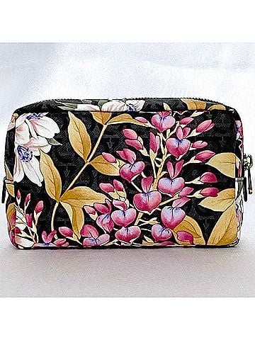 Salvatore Ferragamo Black Multi-Color Pink Nylon Leather Pouch (view 2)