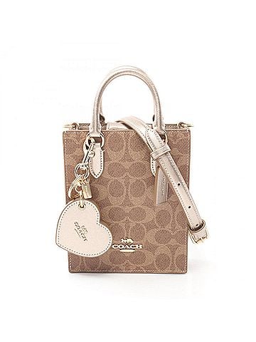 Coach Brown Gold Coated Canvas Leather Handbag (view 1)