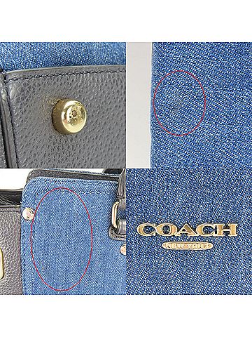 Coach Black Denim Leather Handbag (view 2)