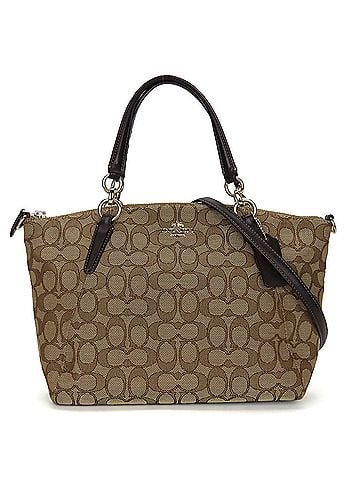 Coach Beige Brown Canvas Leather Handbag (view 1)