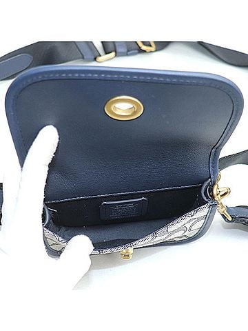 Coach Navy Jacquard Leather Shoulder Bag (view 2)