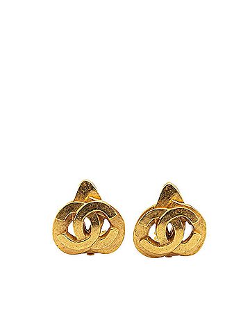 Chanel Coco Gold Gold Plating Clip Earrings (view 1)
