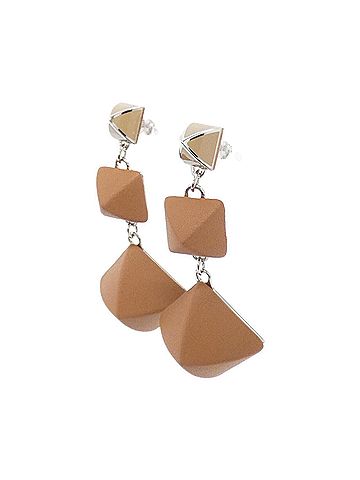 Hermès Medor Gold Swift Leather Drop Earrings (view 2)