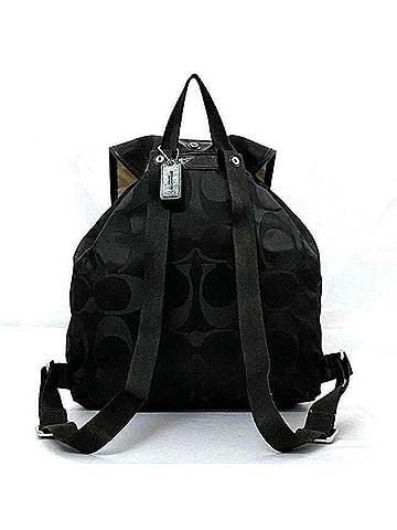 Coach Black Canvas Leather Backpack (view 2)
