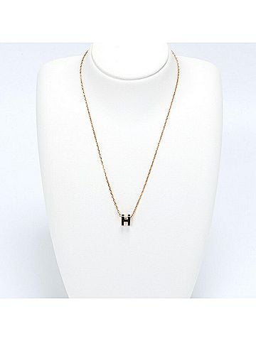 Hermès Black Rose Gold Gold Plating Necklace (view 2)