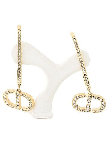 Dior Gold Metal Drop Earrings (view 2)