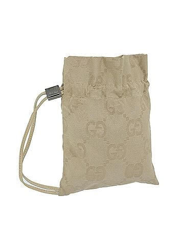 Gucci Drawstring Beige Canvas Clutch Bag (view 1)