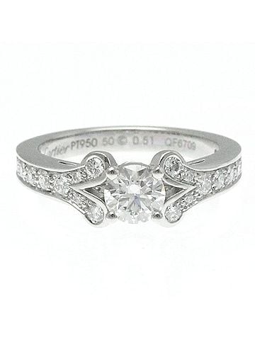 Cartier Ballerine Silver Platinum Ring Jewelry (view 1)
