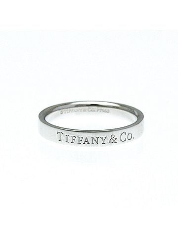Tiffany & Co. Flat Band Silver Platinum Ring Jewelry (view 1)