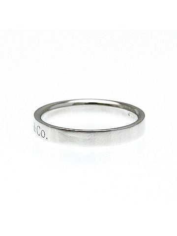 Tiffany & Co. Flat Band Silver Platinum Ring Jewelry (view 2)