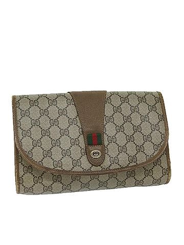 Gucci Sherry Beige Canvas Clutch Bag (view 1)