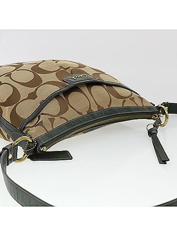 Coach Signature Beige Canvas Shoulder Bag (view 2)
