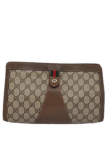 Gucci Sherry Beige Canvas Clutch Bag (view 1)