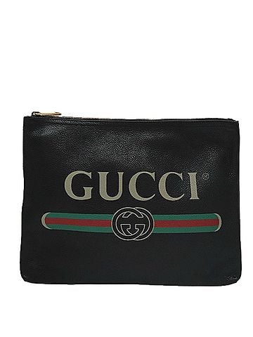Gucci Imprime Black Leather Clutch Bag (view 1)