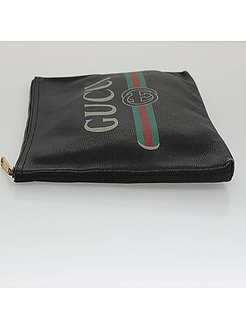 Gucci Imprime Black Leather Clutch Bag (view 2)