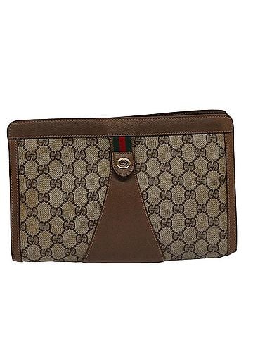 Gucci Sherry Beige Canvas Clutch Bag (view 1)