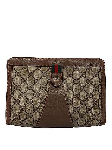 Gucci Sherry Beige Canvas Clutch Bag (view 1)
