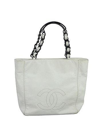 Chanel Shopping White Leather Tote Bag (view 1)