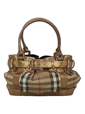 Burberry Gold Canvas Shoulder Bag (view 1)