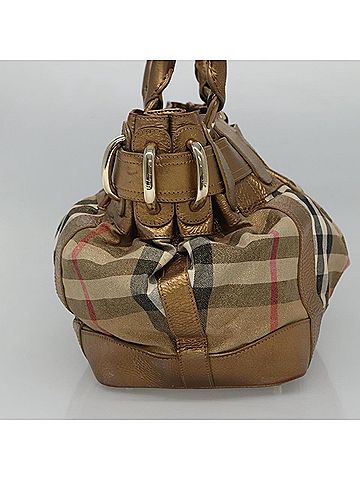 Burberry Gold Canvas Shoulder Bag (view 2)