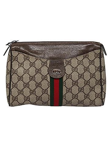 Gucci Ophidia Beige Canvas Clutch Bag (view 1)