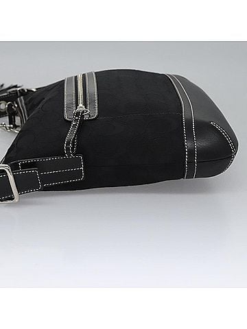 Coach Signature Black Canvas Shoulder Bag (view 2)