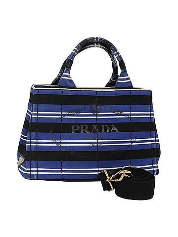Prada Canapa Blue Canvas Handbag (view 1)