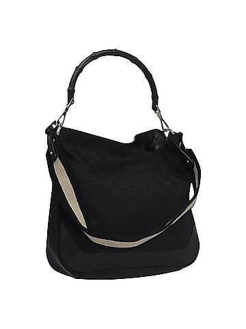 Gucci Bamboo Black Canvas Tote Bag (view 1)