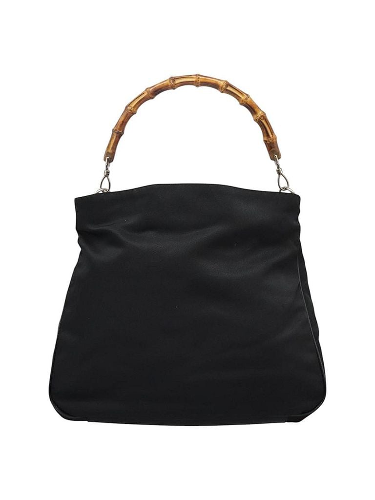 Gucci 100% Synthetic Solid Black Bamboo Black Synthetic Handbag One size - photo 1