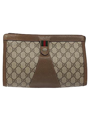Gucci Ophidia Beige Canvas Clutch Bag (view 1)