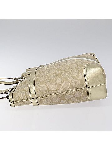 Coach Signature Gold Canvas Tote Bag (view 2)