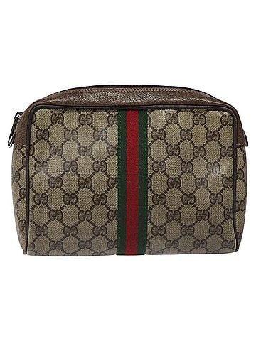 Gucci Ophidia Beige Canvas Clutch Bag (view 1)