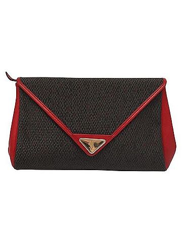 Yves Saint Laurent Black Canvas Clutch Bag (view 1)