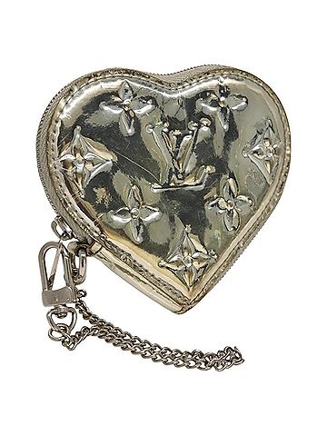 Louis Vuitton Porte Monnaie Coeur Silver Canvas Wallet (view 1)