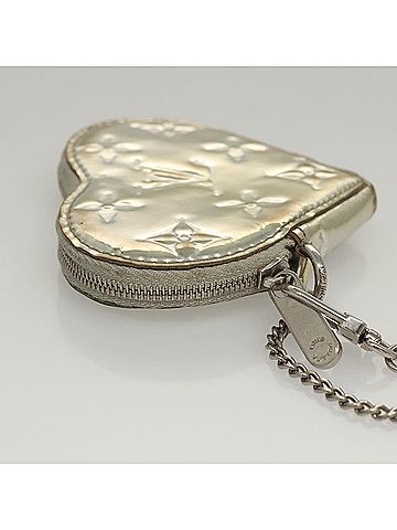 Louis Vuitton Porte Monnaie Coeur Silver Canvas Wallet (view 2)
