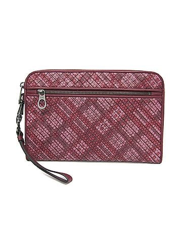 Bottega Veneta Intrecciato Burgundy Leather Clutch Bag (view 1)