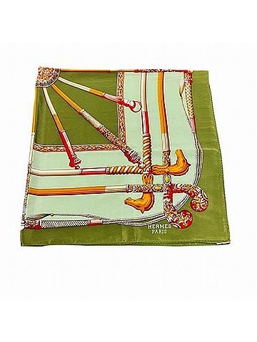 Hermès Green Multi-Color Silk Scarf (view 2)