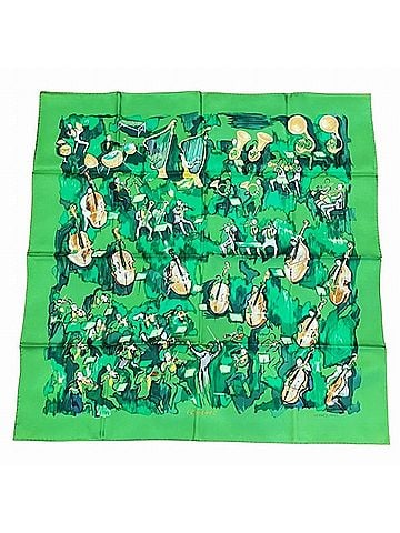 Hermès Green Silk Scarf (view 1)