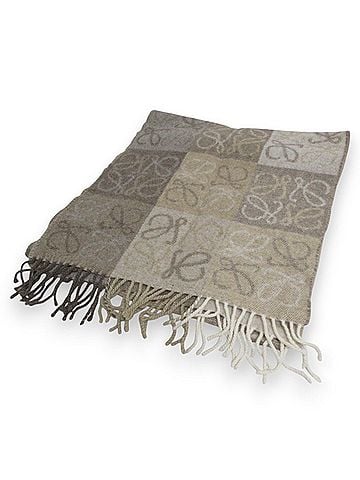 Loewe Beige White Wool Cashmere Shawl (view 1)