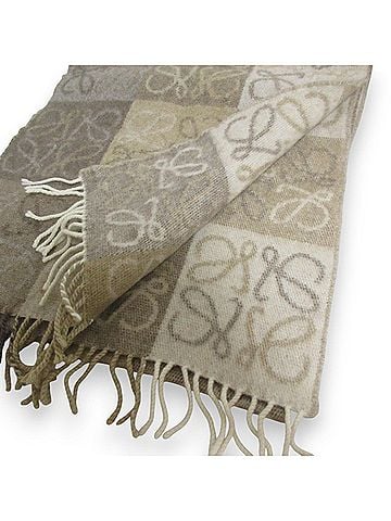 Loewe Beige White Wool Cashmere Shawl (view 2)