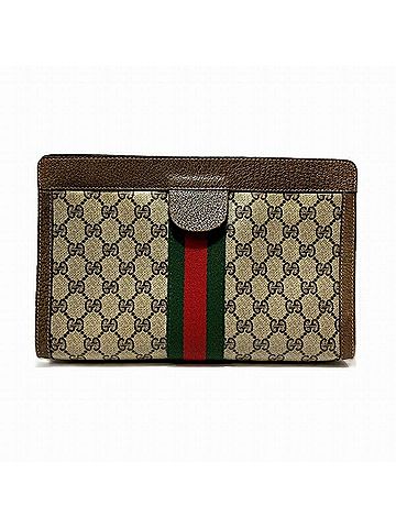 Gucci Brown Pvc Leather Clutch Bag (view 1)