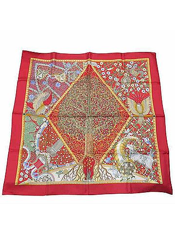 Hermès Red Color Silk Scarf (view 1)