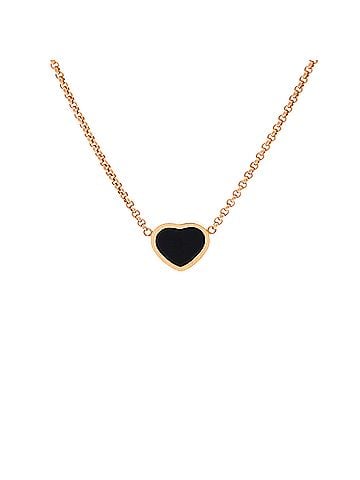 Chopard My Happy Hearts Pendant Necklace 18K Rose Gold with Onyx (view 1)