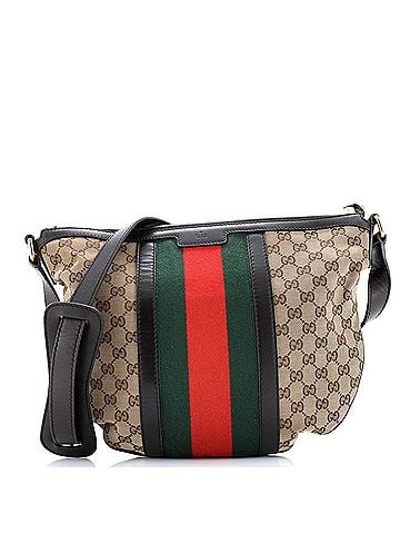 Gucci Vintage Web Saddle Messenger Bag GG Canvas Medium (view 1)