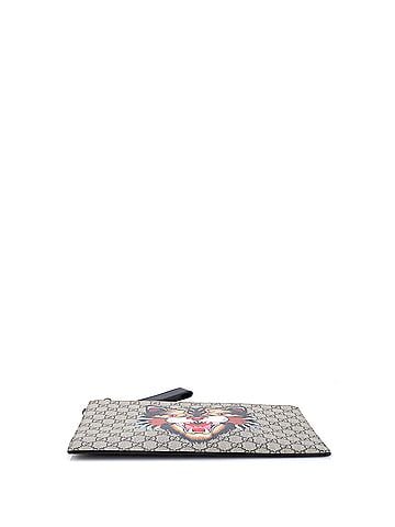 Gucci Zipped Pouch Angry Cat GG Coated Canvas Large (view 2)