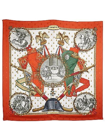 Hermès Orange White Silk Scarf (view 1)