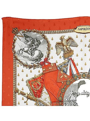 Hermès Orange White Silk Scarf (view 2)