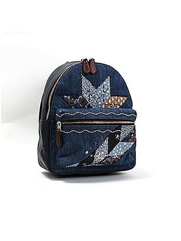 Coach Black Navy Denim Leather Backpack (view 1)