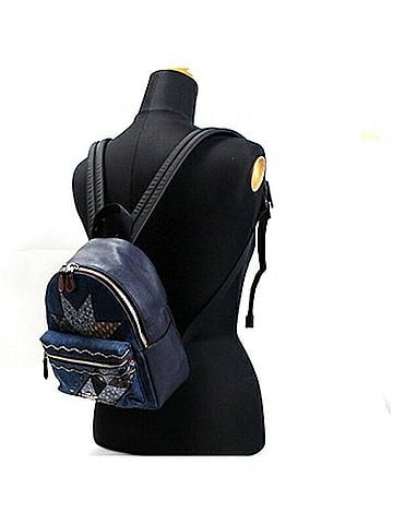 Coach Black Navy Denim Leather Backpack (view 2)